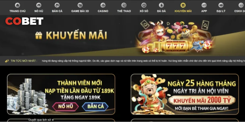 Giao diện đăng nhập đơn giản và nhanh chóng trên Cobet